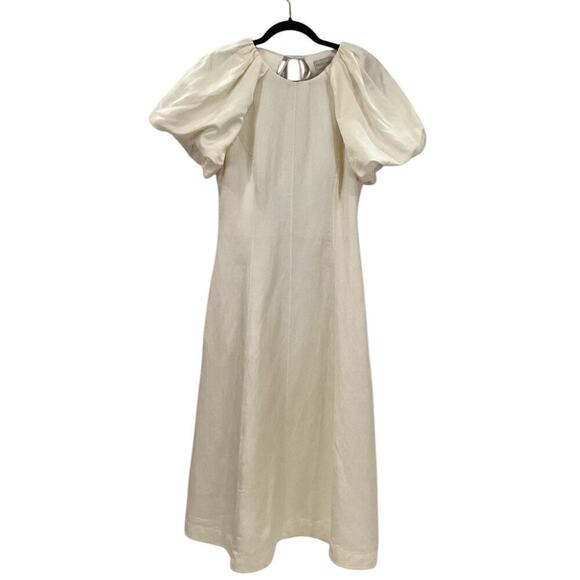 Rebecca Vallance Aimee Open Back Sateen Midi Dress In Ivory Size 2 - Picture 6 of 16